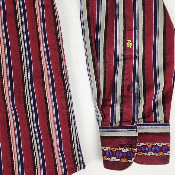 Robert Graham Red Striped Button Down Dress Shirt. Size Large - Picture 3 of 6